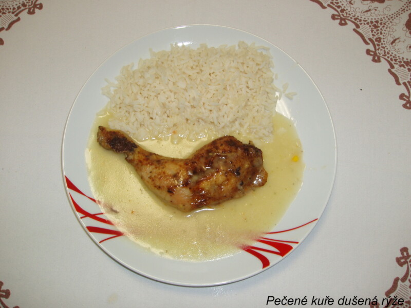 Pečené kuře dušená rýže